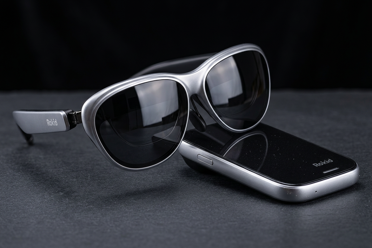 Rokid AR Max 2 Glasses (No 3DoF), AR Spatial, 300" 120Hz Ultra-HD Steam Deck, ROG, Mac, PC, Android & iOS Wearable
