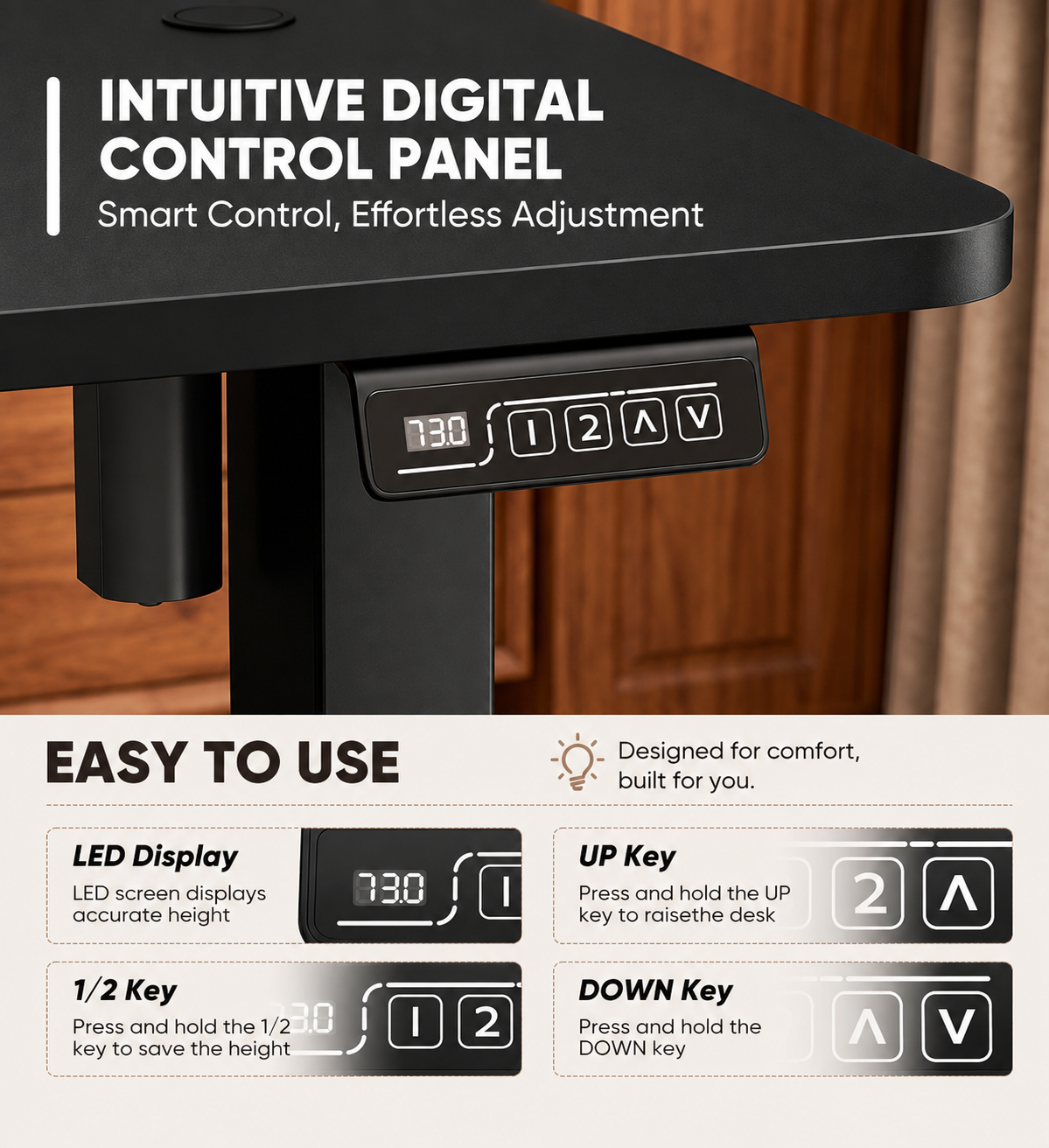 Electric Height-Adjustable Standing Desk – Smart Sit/Stand Workstation