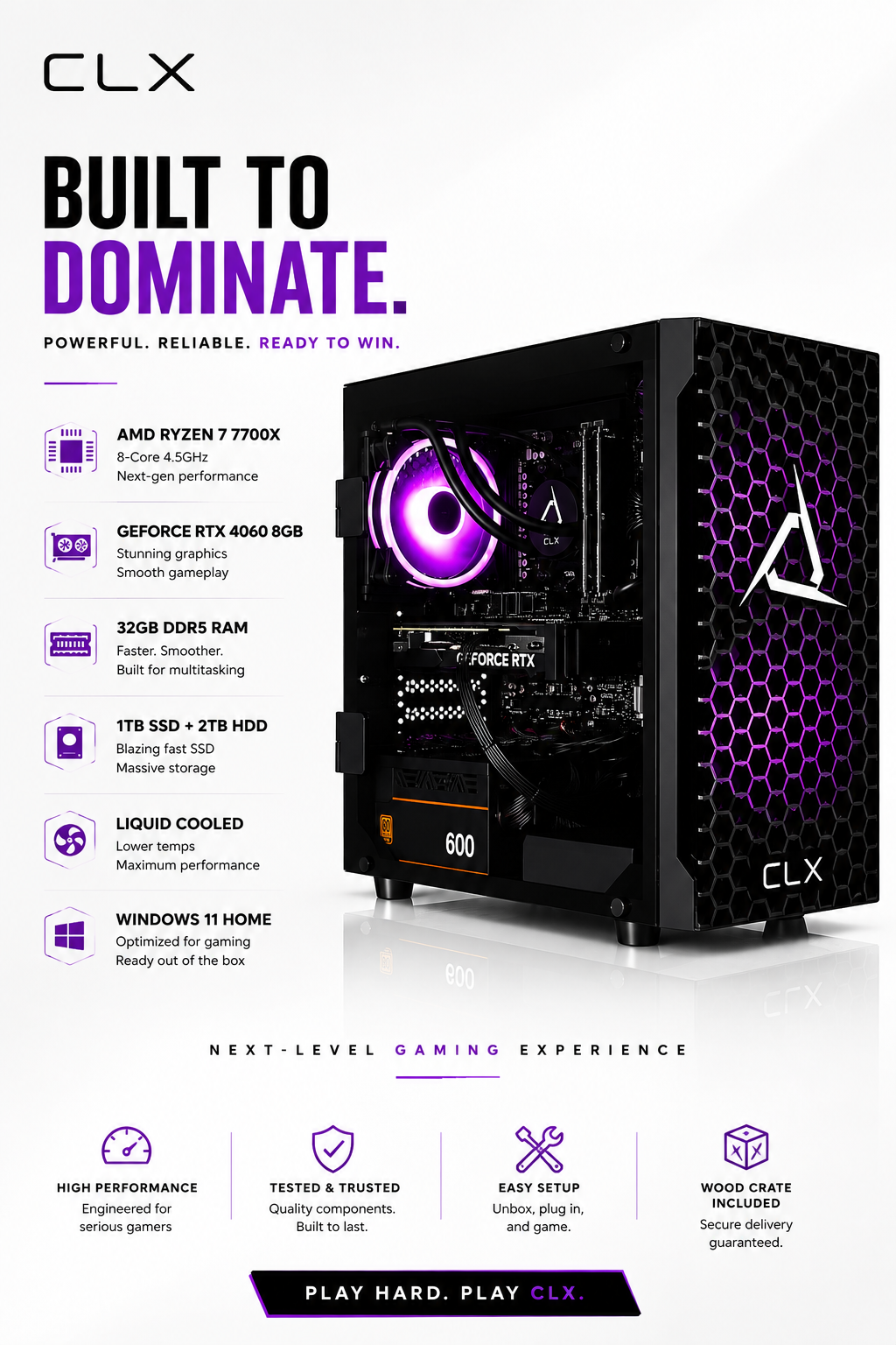 Gaming PC CLX RGB– Ryzen 7 • RTX 4060 • 32GB RAM • 1TB SSD