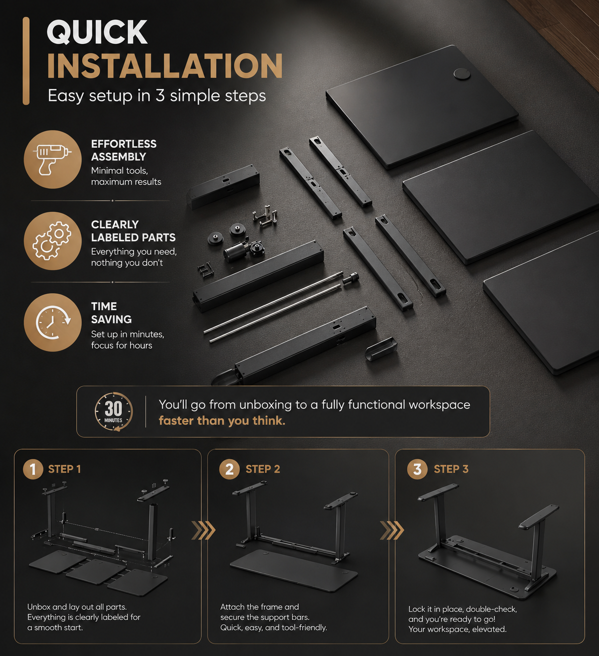 Electric Height-Adjustable Standing Desk – Smart Sit/Stand Workstation