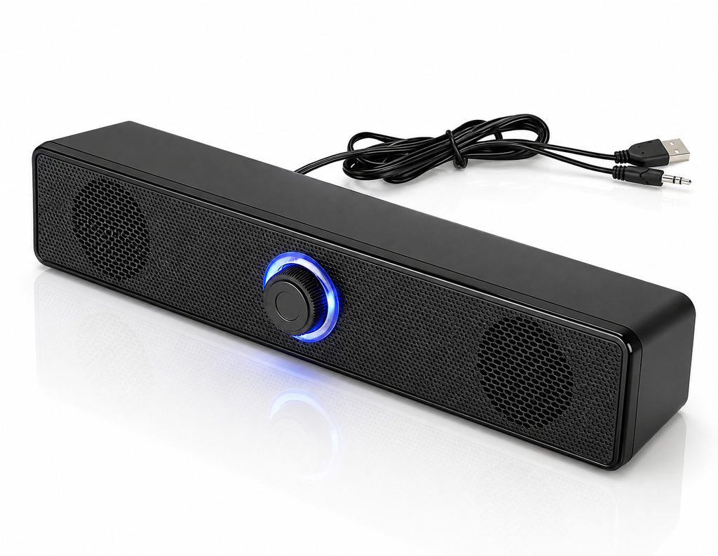 Compact Desktop Soundbar – Stereo Speaker for Monitor PC & Gaming