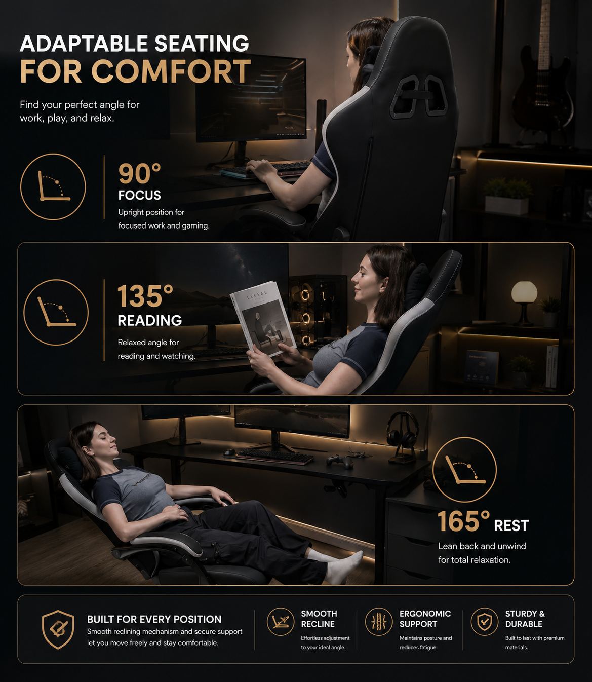 Ergonomic Gaming Chair – High-Back Reclining Office Chair