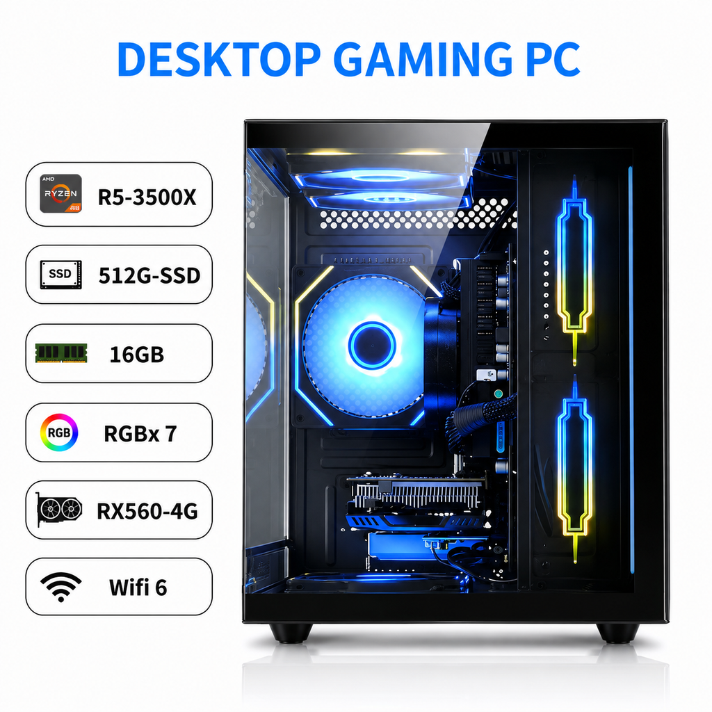 RGB Gaming PC – Ryzen 5 • 16GB RAM • 512GB SSD • RX 560