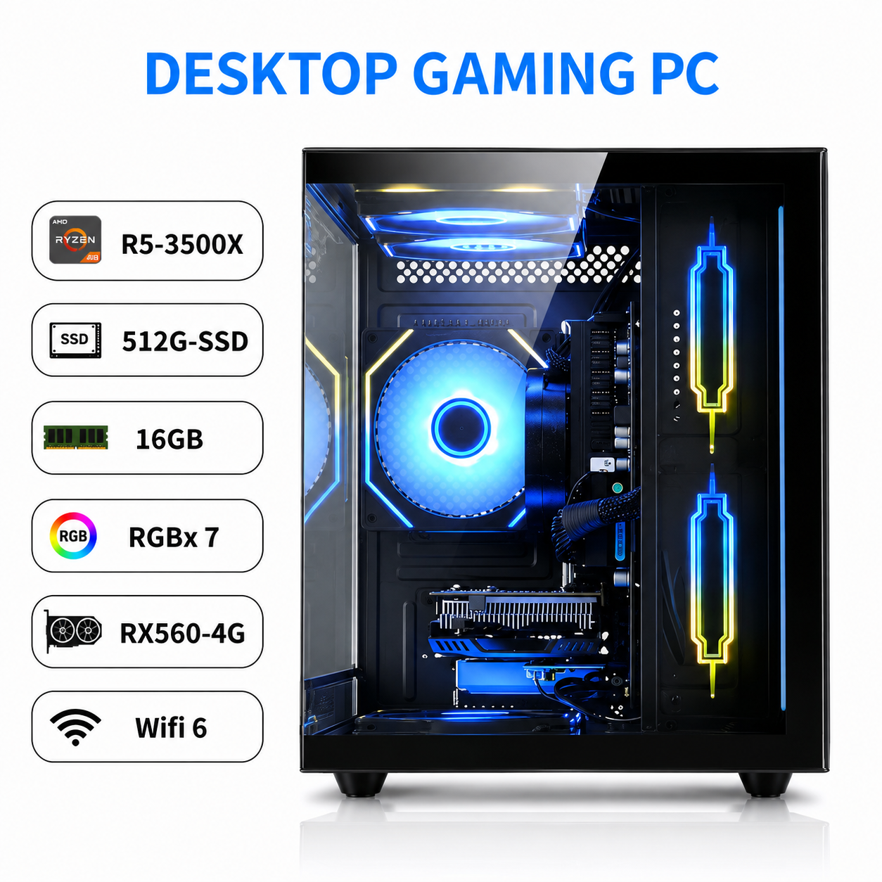 RGB Gaming PC – Ryzen 5 • 16GB RAM • 512GB SSD • RX 560